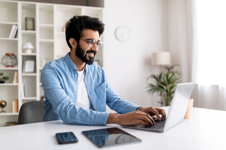 man preparing work visa requirements